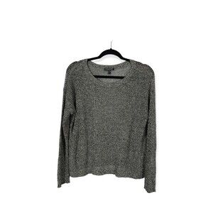Eileen Fisher Gray Open Knit Wool Linen Pullover Long Sleeve Women's PL Sweater